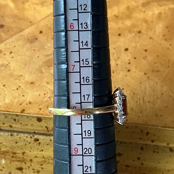 Natural Red Garnet Sterling Silver Halo Ring Discounted Size 8 - Picture 8 of 11